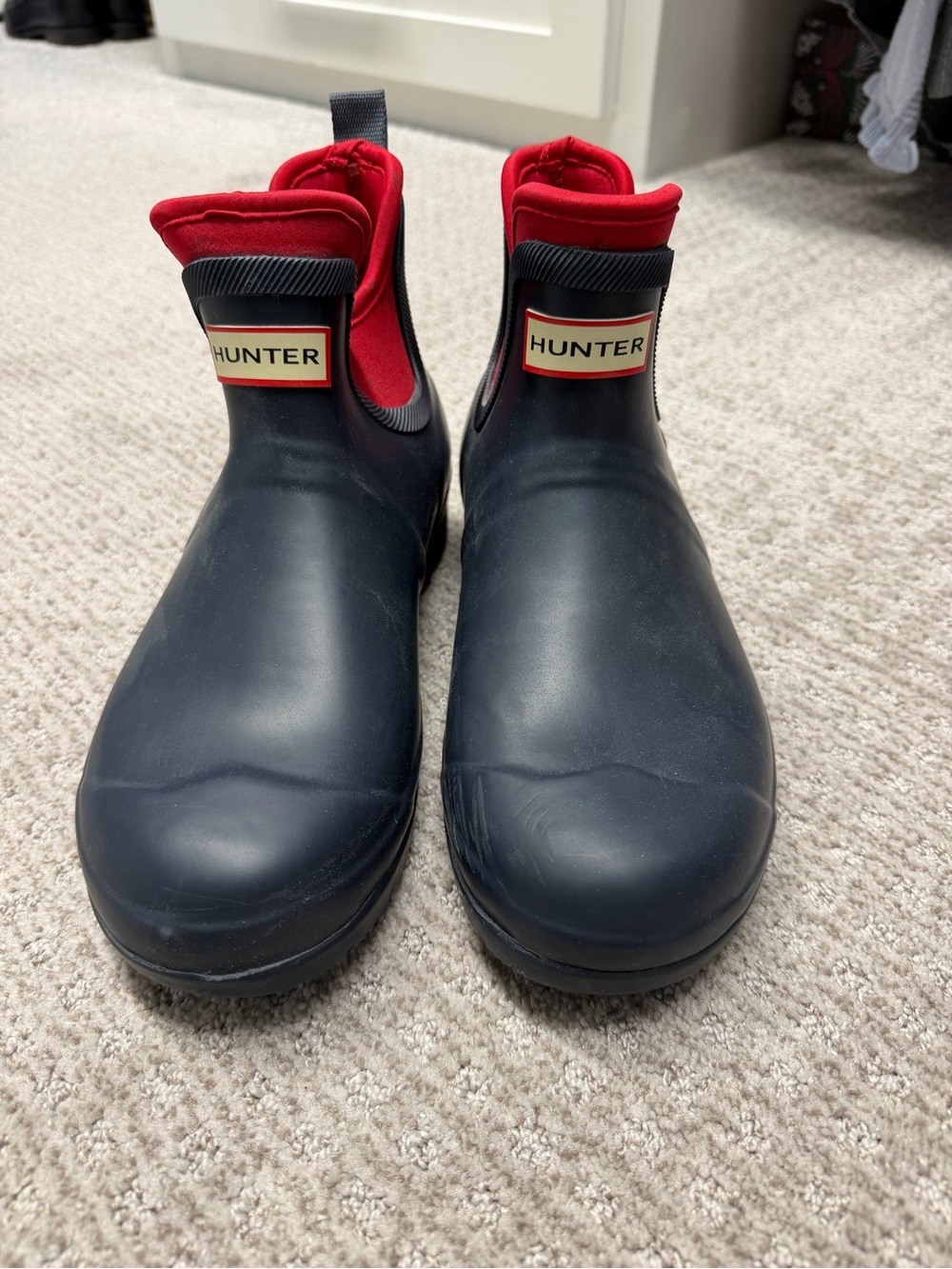 Hunter for Target Short Chelsea Rain Boots - Navy with Red Collar